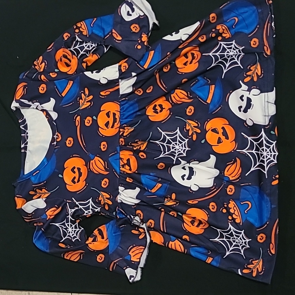 Toddler Kids Baby Girl Long Flare Sleeve O-Neck Halloween Pumpkin Princess Dress